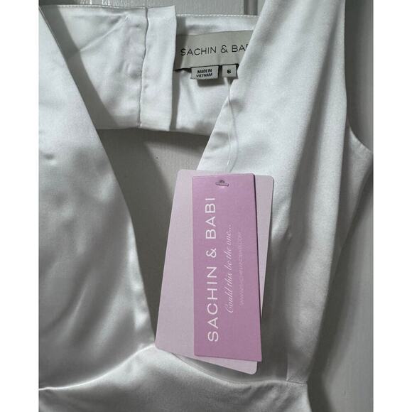 NWT Sachin Babi White Satin Cut Out Open Back Midi Dress Size 6 - Picture 12 of 14